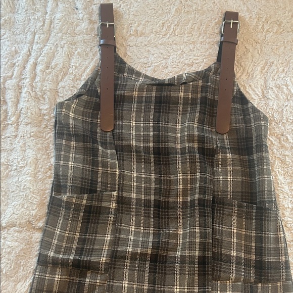Plaid Sleeveless Dress with Brown Straps - Picture 6 of 13